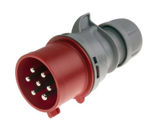 63-8064-50　RS PRO IP44 Red Cable Mount 6P+E Industrial Power Plug, Rated At 32A, 415 V　893-7929