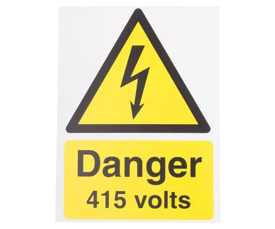 63-8082-71　RS PRO Electricity Danger Sign (English), Yellow/Black Plastic　917-5403