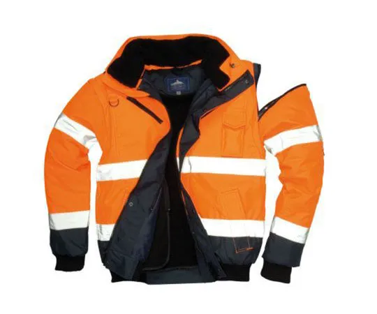 63-8085-03　RS PRO Navy/Orange Men's XL Waterproof Polyester Hi Vis Bomber Jacket　918-6018