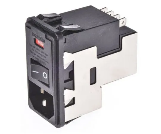 63-8057-28　Male C14 IEC Filter Snap-In 5 x 20mm,Spade,Rated At 10A,120 V ac, 250 V ac Operating Frequency 50/60Hz　5-6609107-3