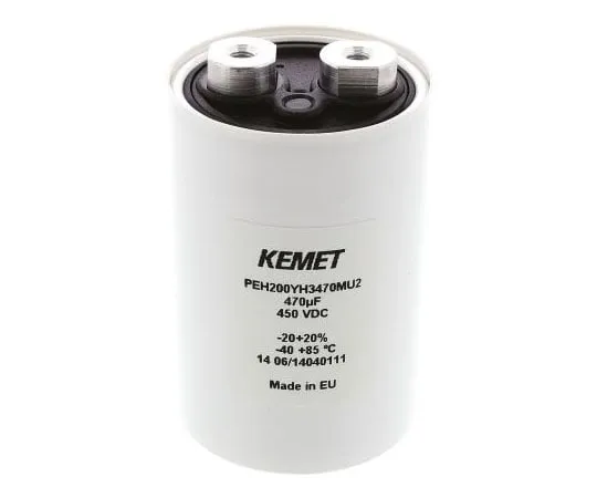 63-8305-44　KEMET 470μF 450V dc Aluminium Electrolytic Capacitor, Chassis Mount 51.6 x 77.5mm +85°C 51.6mm 77.5mm　PEH200YH3470MU2