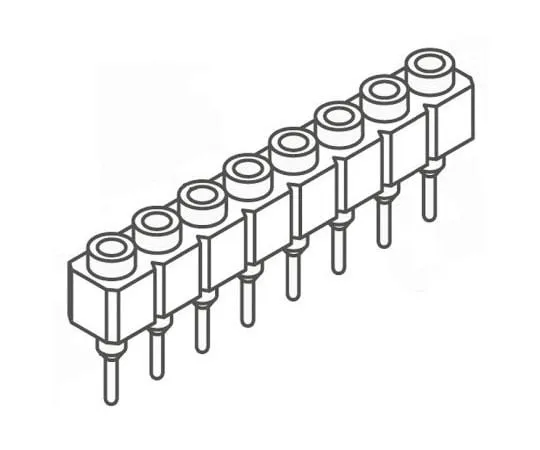 63-8123-94　Samtec SS Series 2.54mm Pitch 8 Way 1 Row Straight PCB Socket, Through Hole, Solder Termination　SS-108-T-2-N