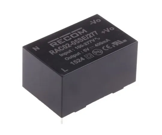 63-8070-34　Recom 2W 1 Output Embedded Switch Mode Power Supply SMPS, 400mA, 5V dc Encapsulated　RAC02-05SE/277