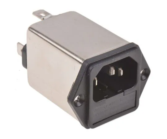 63-8057-15　Male C14 IEC Filter Flange Mount 5 x 20mm,Spade,Rated At 10A,250 V ac Operating Frequency 50/60Hz　3-1609115-3