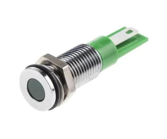 63-8077-75　RS PRO Green Indicator, 24 V dc, 8mm Mounting Hole Size, Faston, Solder Lug Termination, IP67　913-8716