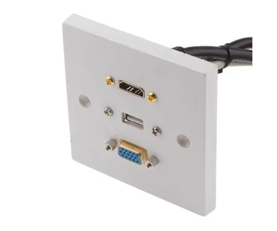 63-8086-08　Single Gang 3 Way Female HDMI, SVGA, USB A Faceplate　919-4038