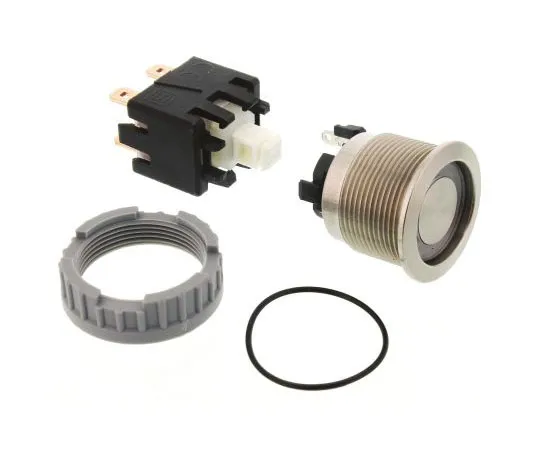 63-8323-62　Schurter Double Pole Double Throw (DPDT) Latching Red LED Push Button Switch, IP64 (Front); IP00 (Rear), 22 (Dia.)mm,　1241.6834.1121000