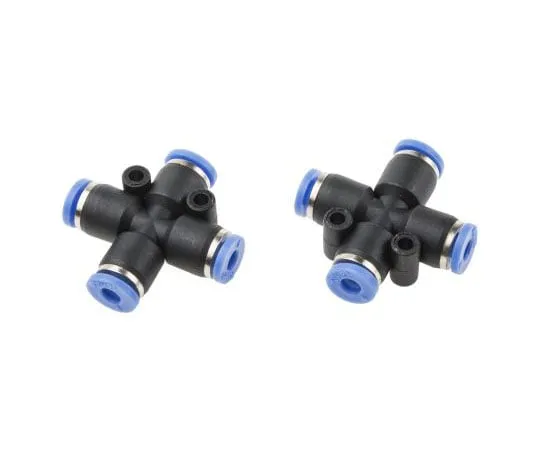 63-8080-12　Pneumatic Cross Tube-to-Tube Adapter Connection A 4mm, B 4mm, C 4mm, D 4mm　916-0924