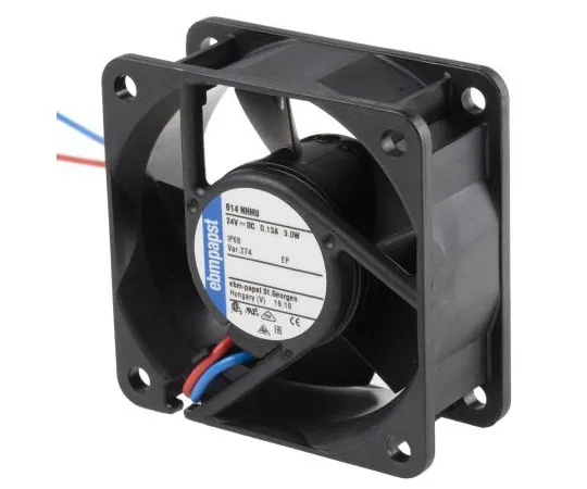 63-8078-98　ebm-papst 600N Series Axial Fan, 60 x 60 x 25.4mm, 56m³/h, 2.9W, 24 V dc, IP68　614NHHU-274