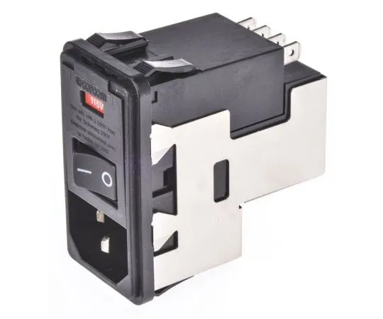 63-8057-27　Male C14 IEC Filter Snap-In 5 x 20mm,Spade,Rated At 10A,120 V ac, 250 V ac Operating Frequency 50/60Hz　5-6609107-3