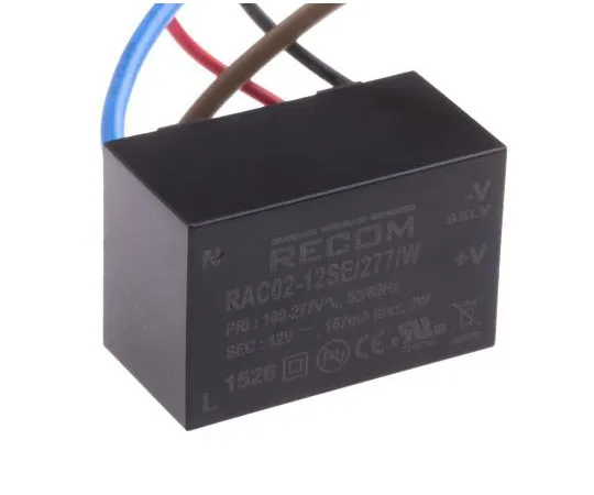 63-8070-39　Recom 2W 1 Output Embedded Switch Mode Power Supply SMPS, 167mA, 12V dc Encapsulated　RAC02-12SE/277/W