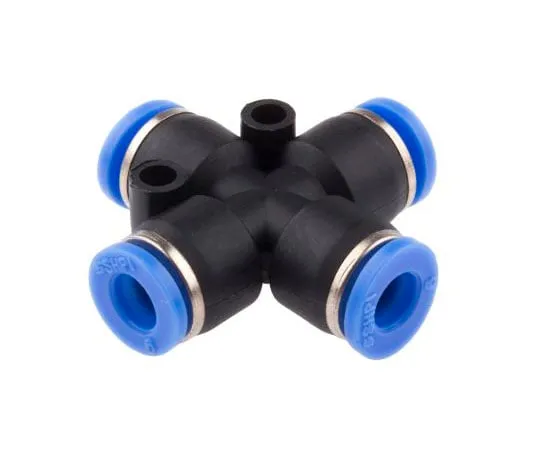 63-8080-13　Pneumatic Cross Tube-to-Tube Adapter Connection A 6mm, B 6mm, C 6mm, D 6mm　916-0928