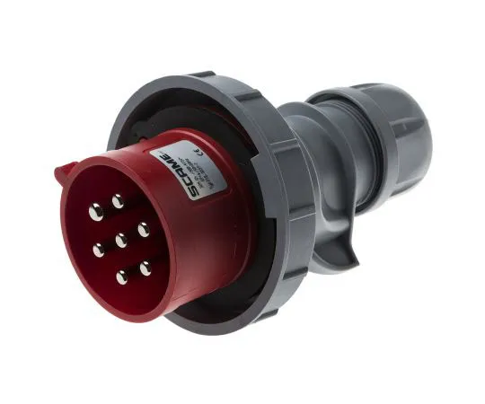 63-8064-56　RS PRO IP66, IP67 Red Cable Mount 6P+E Industrial Power Plug, Rated At 32A, 415 V　893-7963