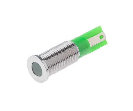 63-8077-17　RS PRO Green Indicator, 12 V dc, 8mm Mounting Hole Size, Faston, Solder Lug Termination, IP67　913-2695