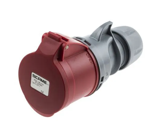 63-8064-52　RS PRO IP44 Red Cable Mount 6P+E Industrial Power Socket, Rated At 32A, 415 V　893-7941