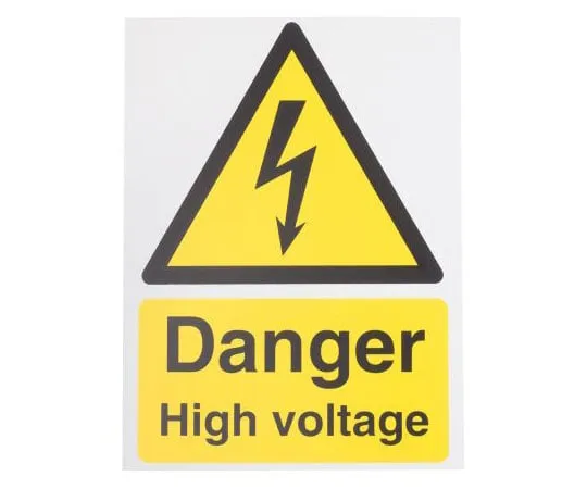 63-8082-80　RS PRO Danger High Voltage Sign (English), Yellow/Black Plastic　917-5434