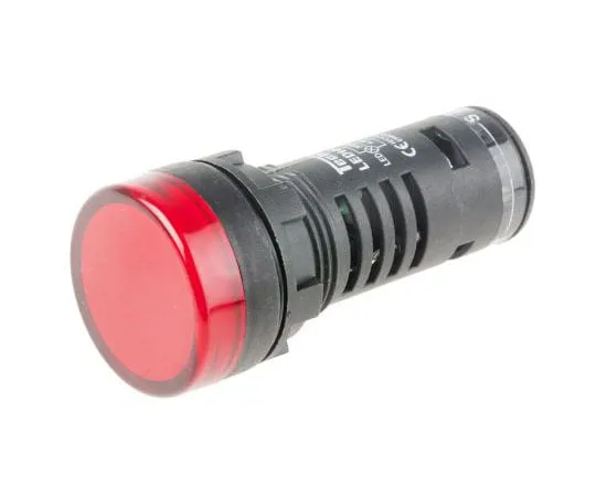 63-8074-01　RS PRO Red LED Pilot Light Complete With Test Circuit, 22mm Cutout, IP65, Round, 24 V ac/dc, 20 mA　909-2512