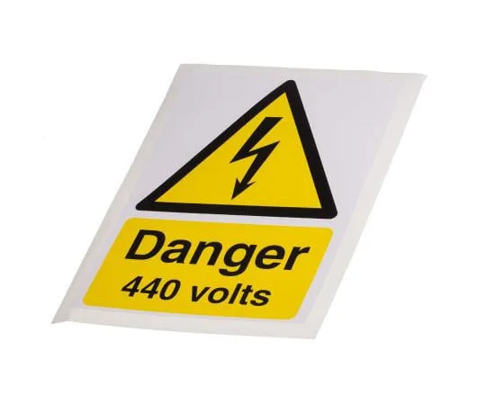 63-8082-75　RS PRO Electrical Safety Label (English, French), Yellow/Black Self-Adhesive Vinyl　917-5415