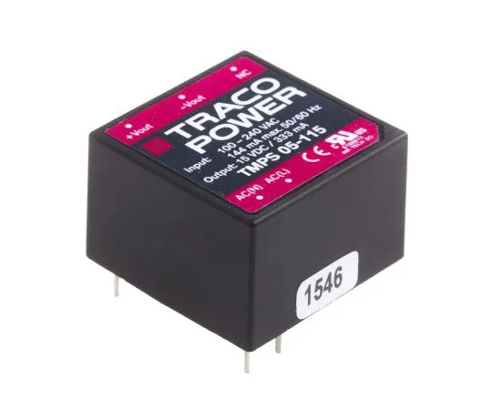 63-8063-29　TRACOPOWER 5W 1 Output Embedded Switch Mode Power Supply SMPS, 433mA, 15V dc Encapsulated　TMPS 05-115
