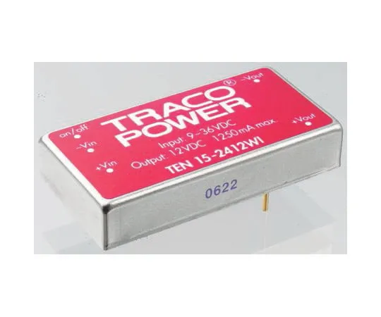 63-8303-48　TRACOPOWER TEN 15WI 15W Isolated DC-DC Converter Through Hole, Voltage in 18 → 75 V dc, Voltage out ±15V dc　TEN 15-4823WI