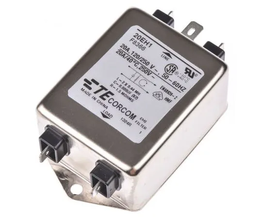 63-8057-51　TE Connectivity Corcom H Series 20A 250 V ac 50 Hz, 60 Hz Chassis Mount RFI Filter, with Spade Terminals, Single Phase　3-1609037-8