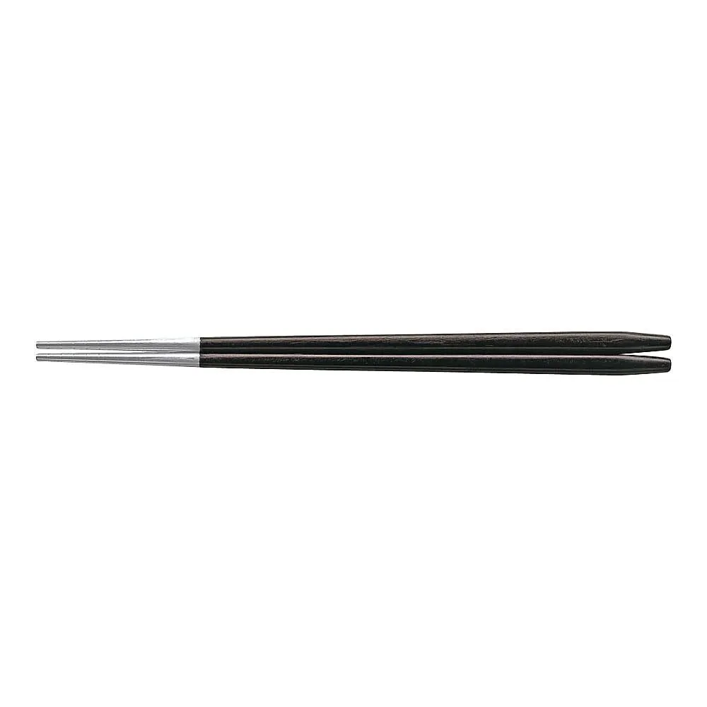 62-6725-52　［Discontinued］Chopstick Tip Aluminum Yakiniku Chopsticks (10 pcs) Black 90031370
