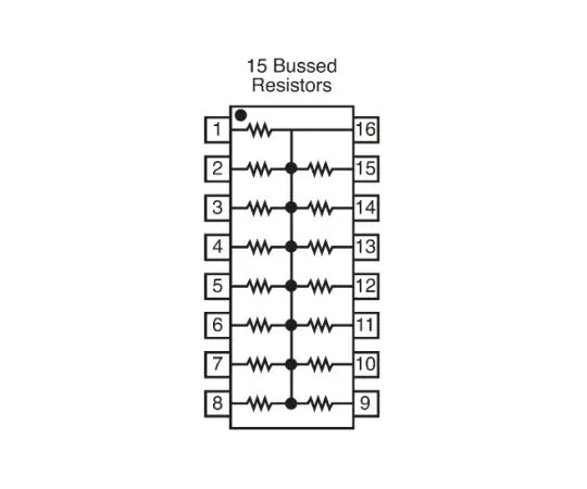 63-9682-39　Bourns Bussed Resistor Network 1kΩ ±2% 15 Resistors, 2.25W Total, DIP package 4100R Through Hole　4116R-2-102LF