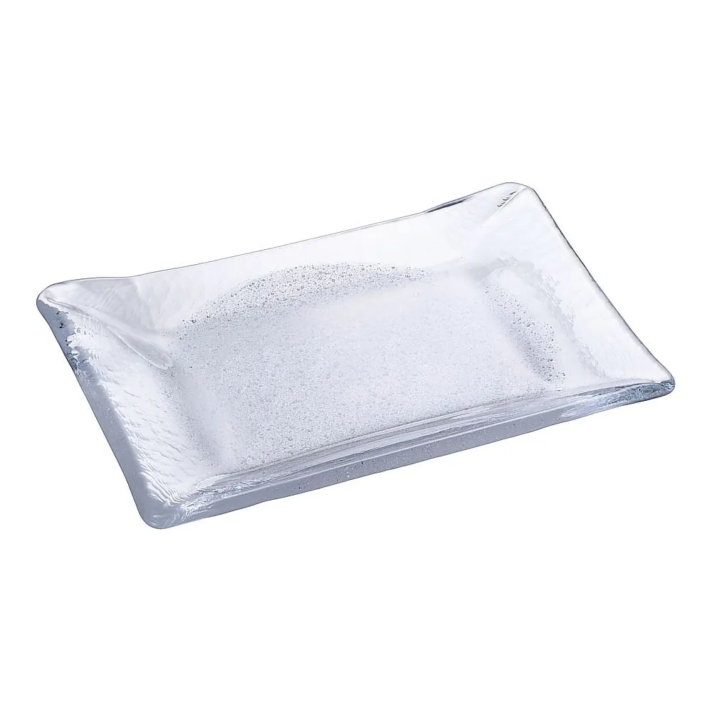 62-6845-42　［Discontinued］Glass Japanese Cuisine Shirayuki 2 Long Square Medium Plate