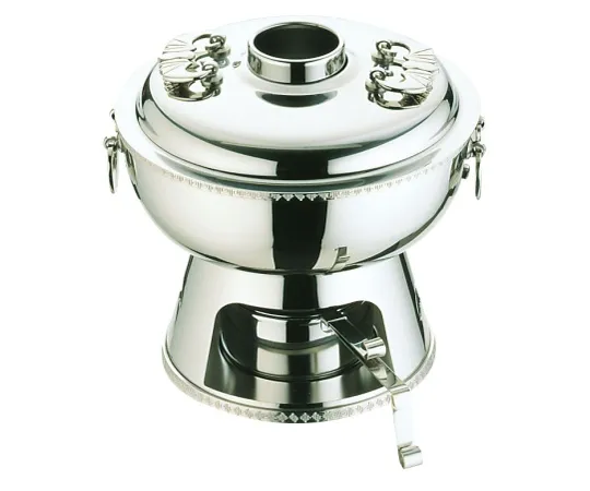 62-6786-35　［Discontinued］UK Kaminarimon Fuchi Hoko Hot Pot (with Solid Lamp) 23 cm　QHC11023