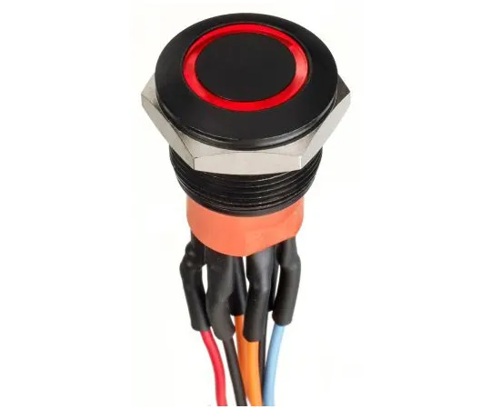 63-9675-55　APEM Double Pole Double Throw (DPDT) Momentary Red LED Push Button Switch, IP67, 19.2 (Dia.)mm, Panel Mount, 30V dc　AV9622F1020870K