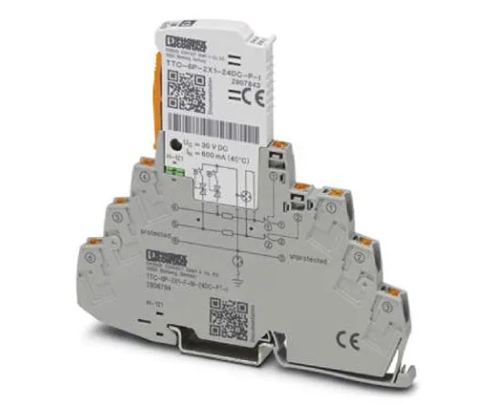 63-8442-25　Phoenix Contact TTC-6P-2X1-F-M-24DC-PT-I Series 30 V dc Maximum Voltage Rating 10 (Discharge)kA Maximum Surge Current　2906794