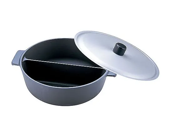 62-6787-23　［Discontinued］Aluminum Pot with 2-Tank Type Fluorine Finish (with Lid) 27 cm
