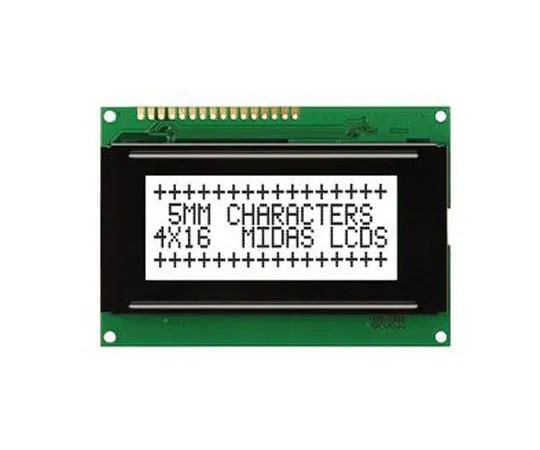 63-8451-09　Midas MC41605A6W-FPTLW-V2 A Alphanumeric LCD Display White, 4 Rows by 16 Characters, Transflective　MC41605A6W-FPTLW-V2
