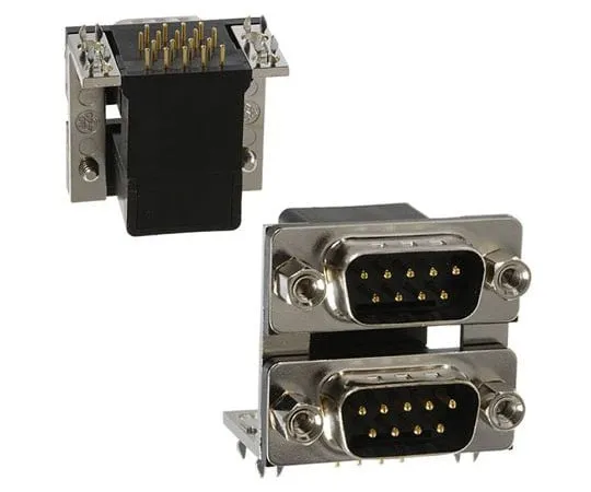 63-8431-20　Norcomp 189 Series, 9 Way Right Angle Stacked PCB D-Sub Connector Male/Male, 2.769mm Pitch, with 4-40 Hex Standoff,　189-009-613R571