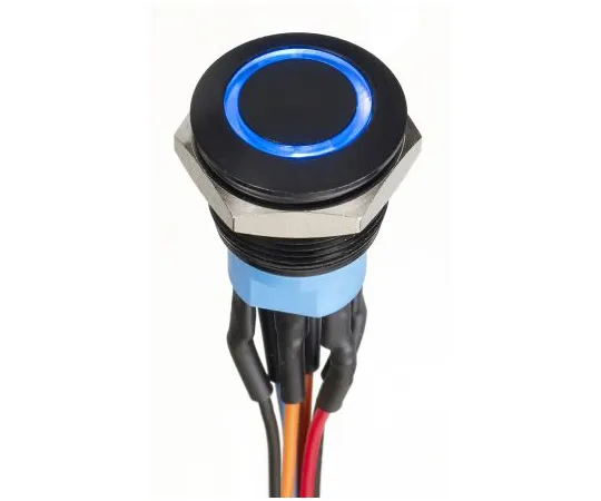 63-9675-48　APEM Double Pole Double Throw (DPDT) Momentary Blue LED Push Button Switch, IP67, 19.2 (Dia.)mm, Panel Mount, 30V dc　AV9112F1020870K