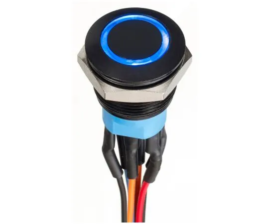 63-9675-52　APEM Double Pole Double Throw (DPDT) Momentary Blue LED Push Button Switch, IP67, 19.2 (Dia.)mm, Panel Mount, 30V dc　AV9122F1020870K