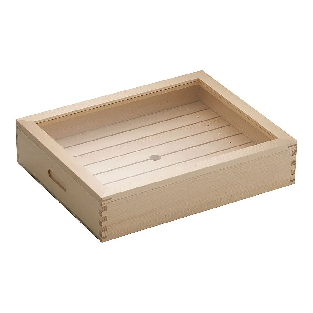 62-6373-94　［Discontinued］Wooden Stock Box Dish with Acrylic Lid Small