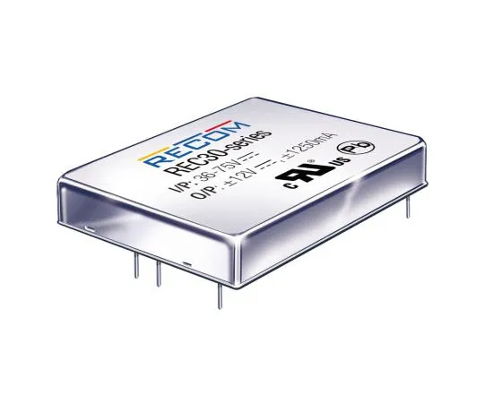 63-8344-24　Recom REC30-Z 30W Isolated DC-DC Converter Through Hole, Voltage in 18 → 75 V dc, Voltage out 15V dc　REC30-4815SZ