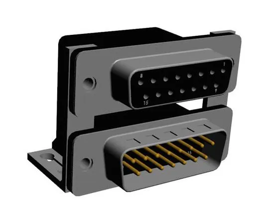 63-8431-21　Norcomp 189 Series, 15 Way Right Angle Stacked PCB D-Sub Connector Female/Male, 2.769mm Pitch, with 4-40 Hex Standoff,　189-015-313R491