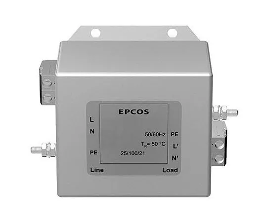 63-8388-26　EPCOS B84142A*166 Series 30A 250 V ac/dc 50 → 60Hz Chassis Mount EMC Filter, with Tab Terminals, Single Phase　B84142A0030R166