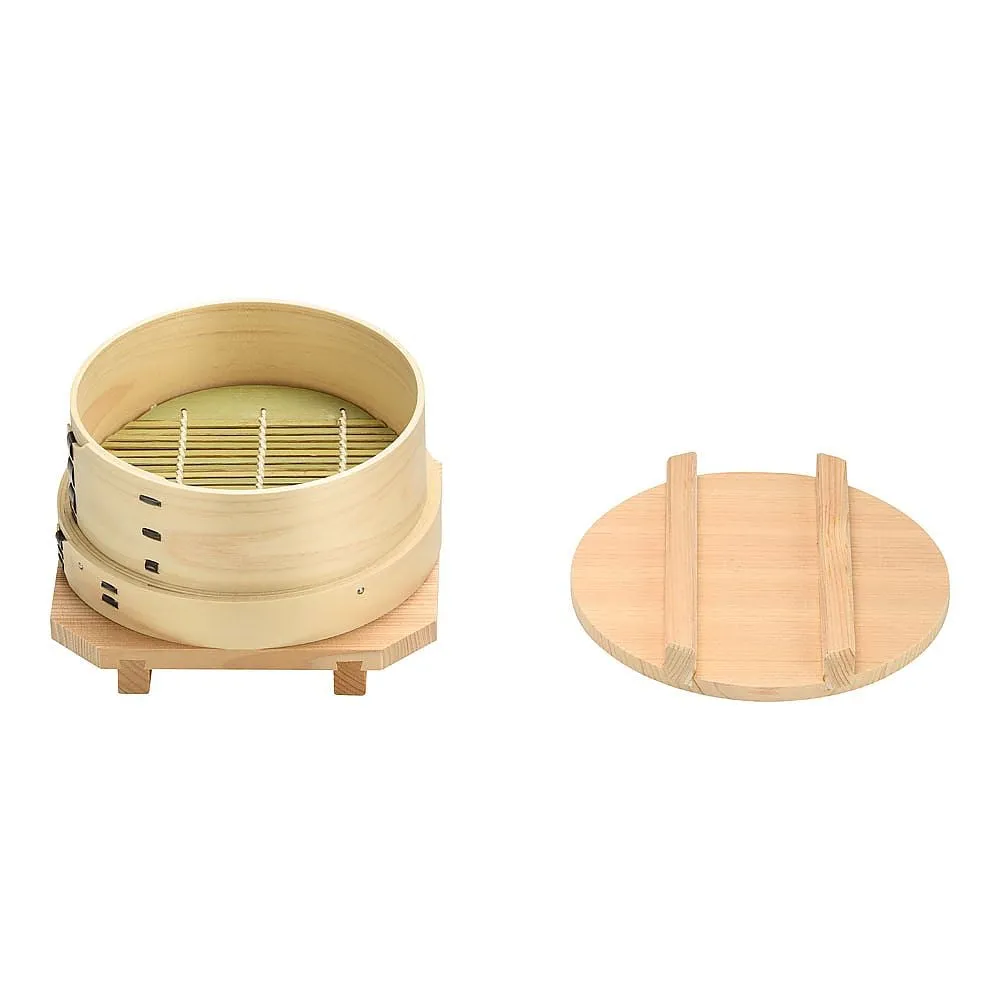 62-6793-32　［Discontinued］MaruY Hinoki Wappa Seiro Set 15 cm (With Lid, Sweetskin and Base)
