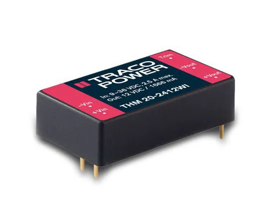 63-8423-57　TRACOPOWER THM 20 WI 20W Isolated DC-DC Converter PCB Mount, Voltage in 9 → 75 V dc, Voltage out 5V dc　THM 20-2411WI