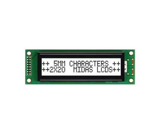 63-8451-12　Midas MC22005A6W-FPTLW-V2 A Alphanumeric LCD Display White, 2 Rows by 20 Characters, Transmissive　MC22005A6W-FPTLW-V2