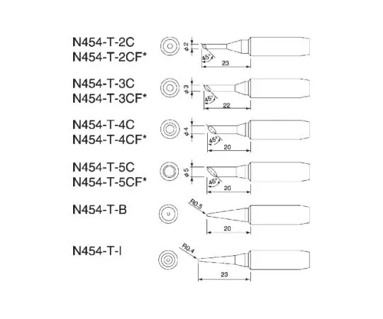 63-4761-50　［Discontinued］Dash Series Tip (For 25 W) Diagonal Cut Shape N454 Series　N454-T-2C