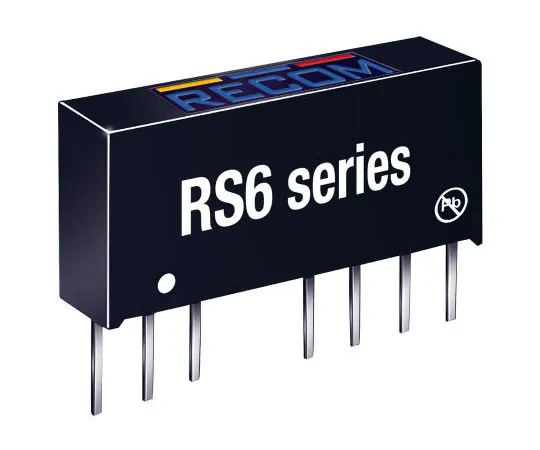 63-8385-79　Recom RS6 6W Isolated DC-DC Converter Through Hole, Voltage in 4.5 → 9 V dc, Voltage out ±12V dc　RS6-0512D