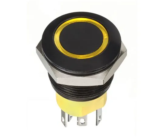 63-9675-59　APEM Double Pole Double Throw (DPDT) Momentary Yellow LED Push Button Switch, IP67, 19.2 (Dia.)mm, Panel Mount, 30V dc　AV950220000870K