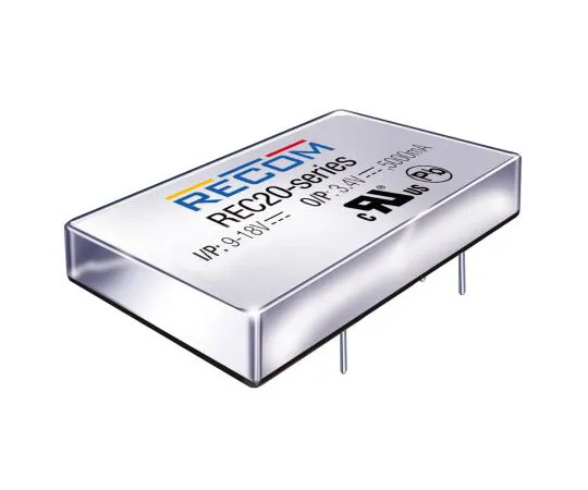 63-8344-04　Recom REC20 20W Isolated DC-DC Converter Through Hole, Voltage in 18 → 36 V dc, Voltage out 15V dc　REC20-2415S