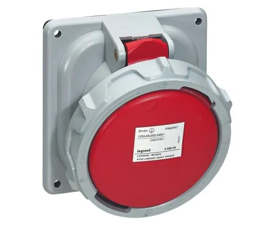63-9679-50　Legrand IP67 Red Panel Mount 3P+N+E Industrial Power Socket, Rated At 125A, 415 V　5 556 89