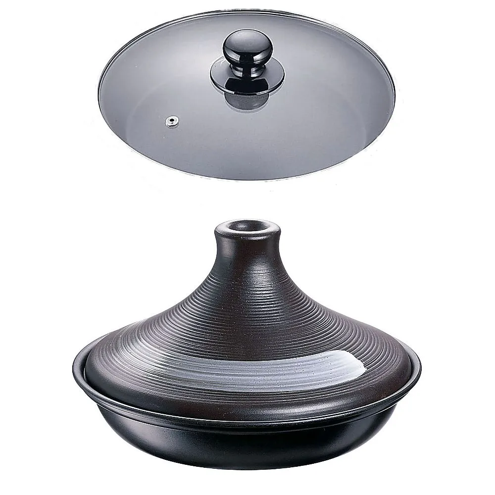 62-6350-14　［Discontinued］Brodia IH Tajine Hotpot (w/Glass Lid) 19 cm Brown　3008
