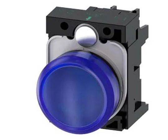 63-8437-08　Siemens SIRIUS ACT Blue LED Indicator, 22.3mm Cutout, IP66, IP67, IP69, IP69K, Round, 24 V ac/dc　3SU1102-6AA50-1AA0